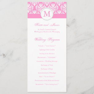PInk Damask Wedding Program