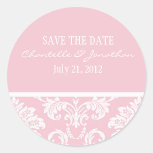 Pink Damask Wedding Sticker