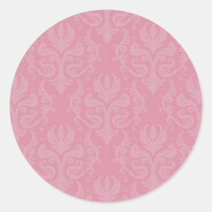 Pink Damask Wedding Stickers