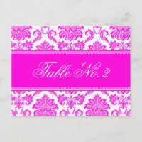 Pink Damask Wedding Table Number
