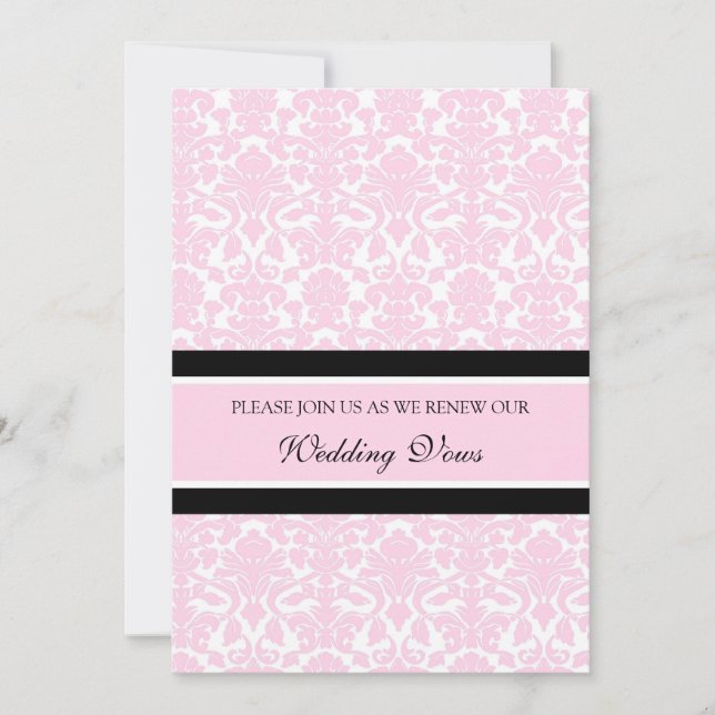 Pink Damask Wedding Vow Renewal Invitations (Front)