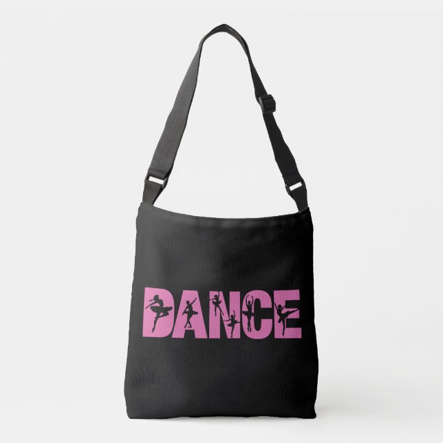Pink DANCE with Ballerina Cutouts Crossbody Bag (Front)