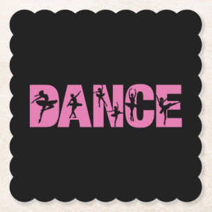 Pink DANCE with Ballerina Cutouts Paper Coaster