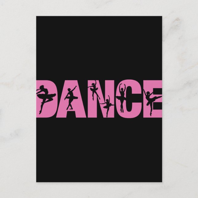 Pink DANCE with Ballerina Cutouts Postcard (Front)