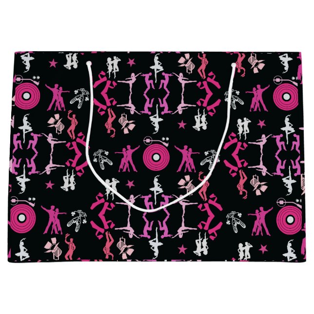 Pink Dancer Patterned Home Decor Large Gift Bag (Front)
