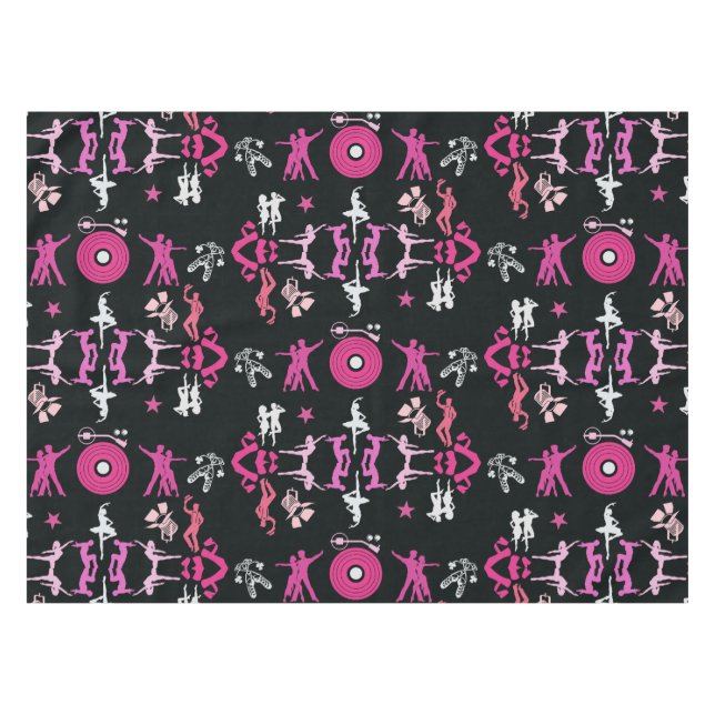 Pink Dancer Patterned Home Decor Tablecloth (Front (Horizontal))
