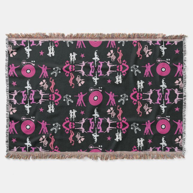 Pink Dancer Patterned Home Decor Throw Blanket (Front)