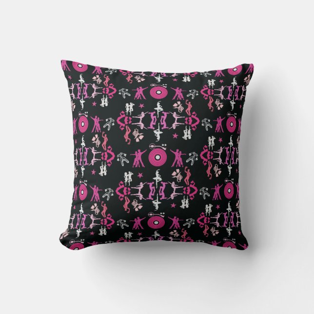 Pink Dancer Patterned Home Decor Throw Pillow (Front)