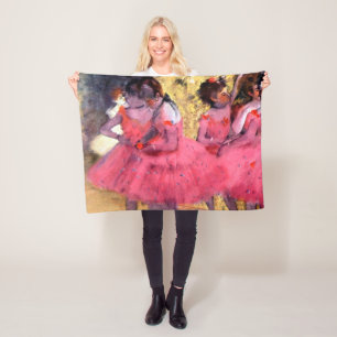 Pink Dancers, Edgar Degas Fleece Blanket