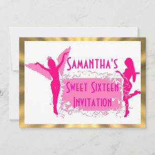 Pink dancers sweet sixteen invitation