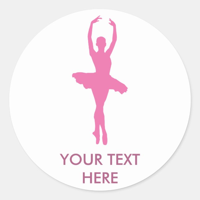 Pink Dancing Ballerina Classic Round Sticker (Front)