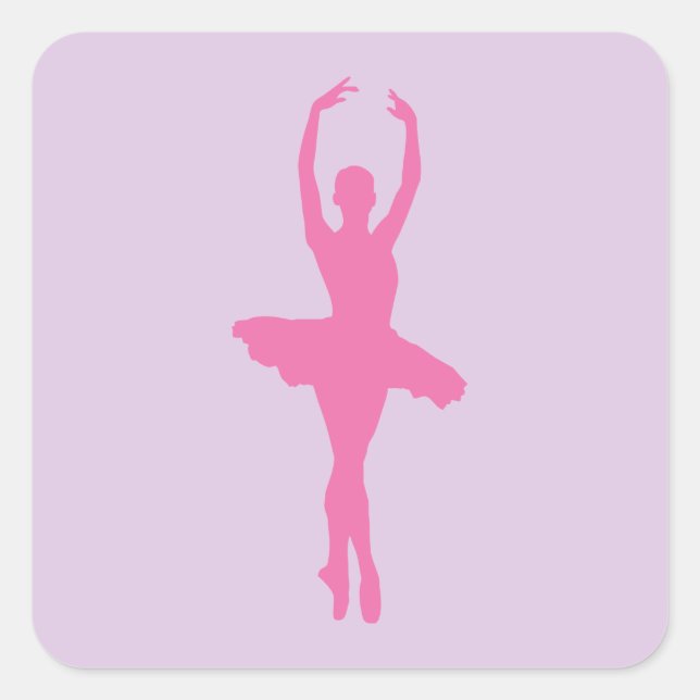 Pink Dancing Ballerina Square Sticker (Front)