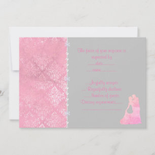 Pink dancing couple rsvp invitation