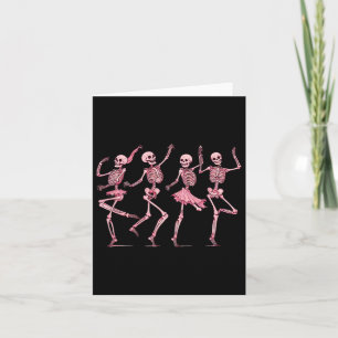 Pink Dancing Skeletons Dance Day Of Dead Halloween Card