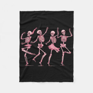 Pink Dancing Skeletons Dance Day Of Dead Halloween Fleece Blanket