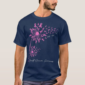 Pink Dandelion Faith Hope Love Breast Cancer Aware T-Shirt