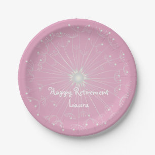 Pink Dandelion Retirement Party Plates