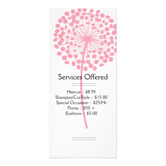 Pink Dandelion Services Rack Card (Front)