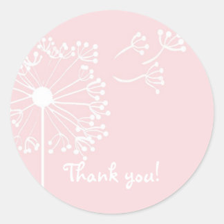 Pink Dandelion Stationary Classic Round Sticker