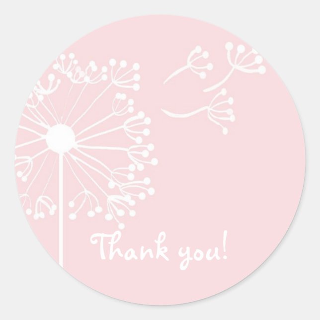 Pink Dandelion Stationary Classic Round Sticker (Front)