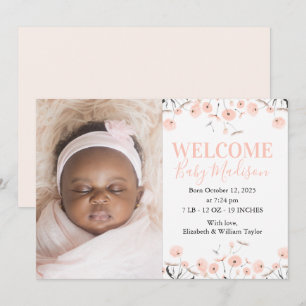 Pink Dandelions Baby Faire-part de naissance Card