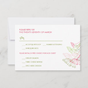 Pink Dandelions Flower Spring Wedding RSVP Card