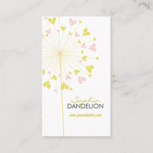 Pink Dandelions Love Hearts Whimsical Profile Card