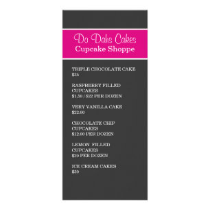 Pink & Dark Grey Dessert menu Rack Cards