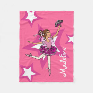 Pink dark hair ballerina girl name ballet blanket