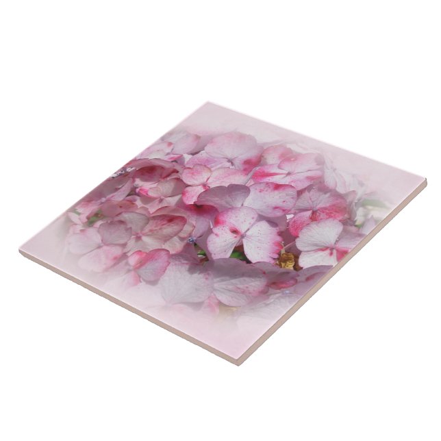 Pink & Dark Pink Hydrangea Flowers Tile (Side)