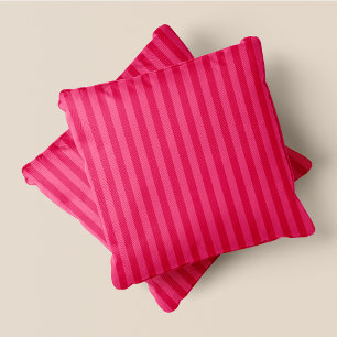 Pink & Dark Pink Stripes Throw Pillow