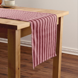 Pink Dark Red 2-Colour Striped Christmas Long Table Runner