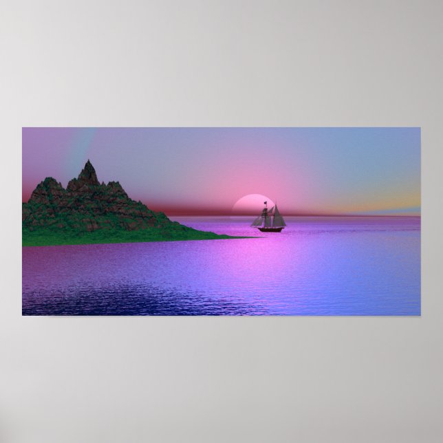 Pink Dawn and Yacht Poster (Front)