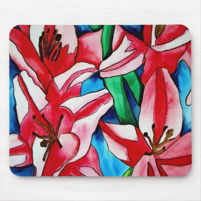 Pink day lily flowers mouse pad (Front)