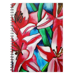 Pink Day lily watercolor art painting Notebook