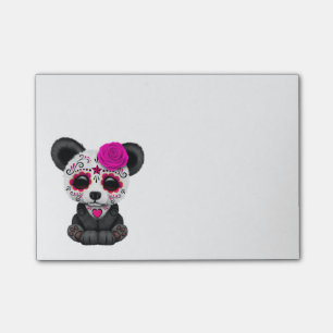Pink Day of the Dead Sugar Skull Panda Bear Post-it Notes