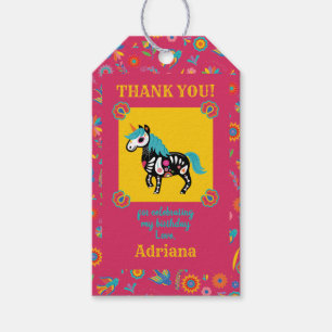 Pink   Day of the Dead Unicorn Birthday Party Gift Tags