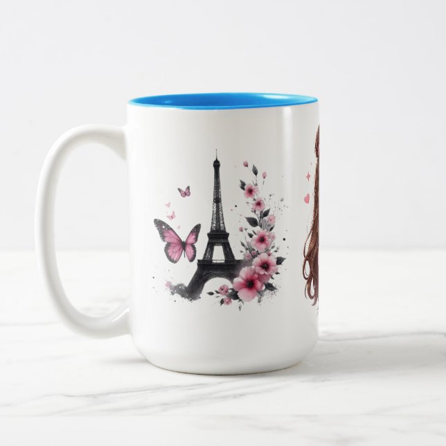 Pink Daydream Heartfull Smile Sugar & Sunshine Bub Two-Tone Coffee Mug (Left)