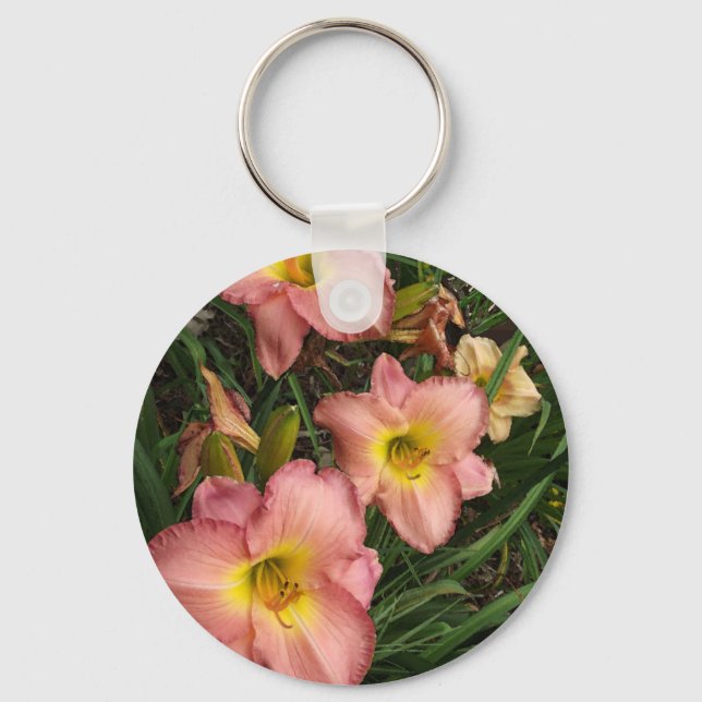 Pink Daylilies Keychain (Front)