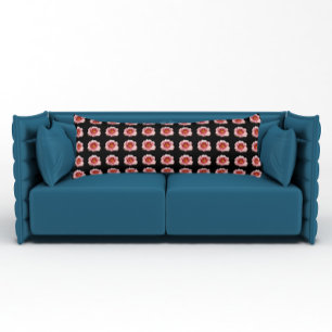 Pink Daylily Bloom on Black Floral Pattern Body Pi Pillow