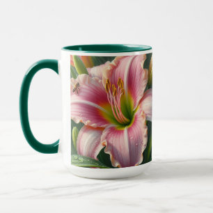 Pink Daylily Floral Mug