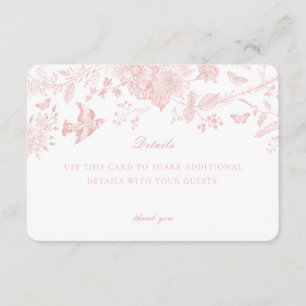 Pink De Toile Jouy Détails Carte Invitation Insert