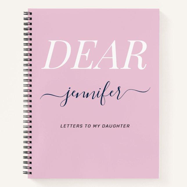 Pink Dear Daughter Keepsake Memory Notebook (Front)