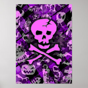 Pink Deathrock Skull Poster