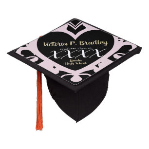 Pink Decco Heart - Custom Graduation Cap Topper