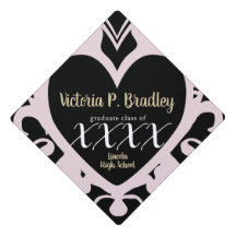Pink Decco Heart - Custom Graduation Cap Topper