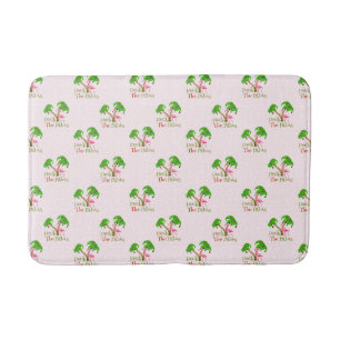 Pink Deck The Palms Tropical Christmas Santa Flami Bath Mat