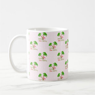 Pink Deck The Palms Tropical Christmas Santa Flami Coffee Mug