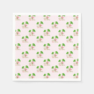 Pink Deck The Palms Tropical Christmas Santa Flami Napkin