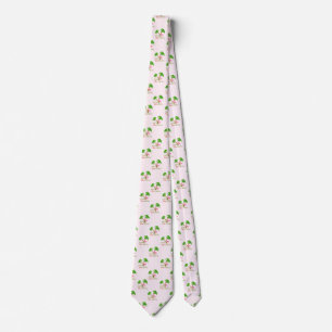 Pink Deck The Palms Tropical Christmas Santa Flami Tie